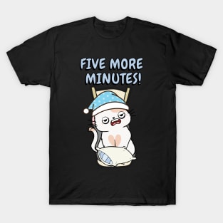 Lazy white cat cant get out of bed T-Shirt